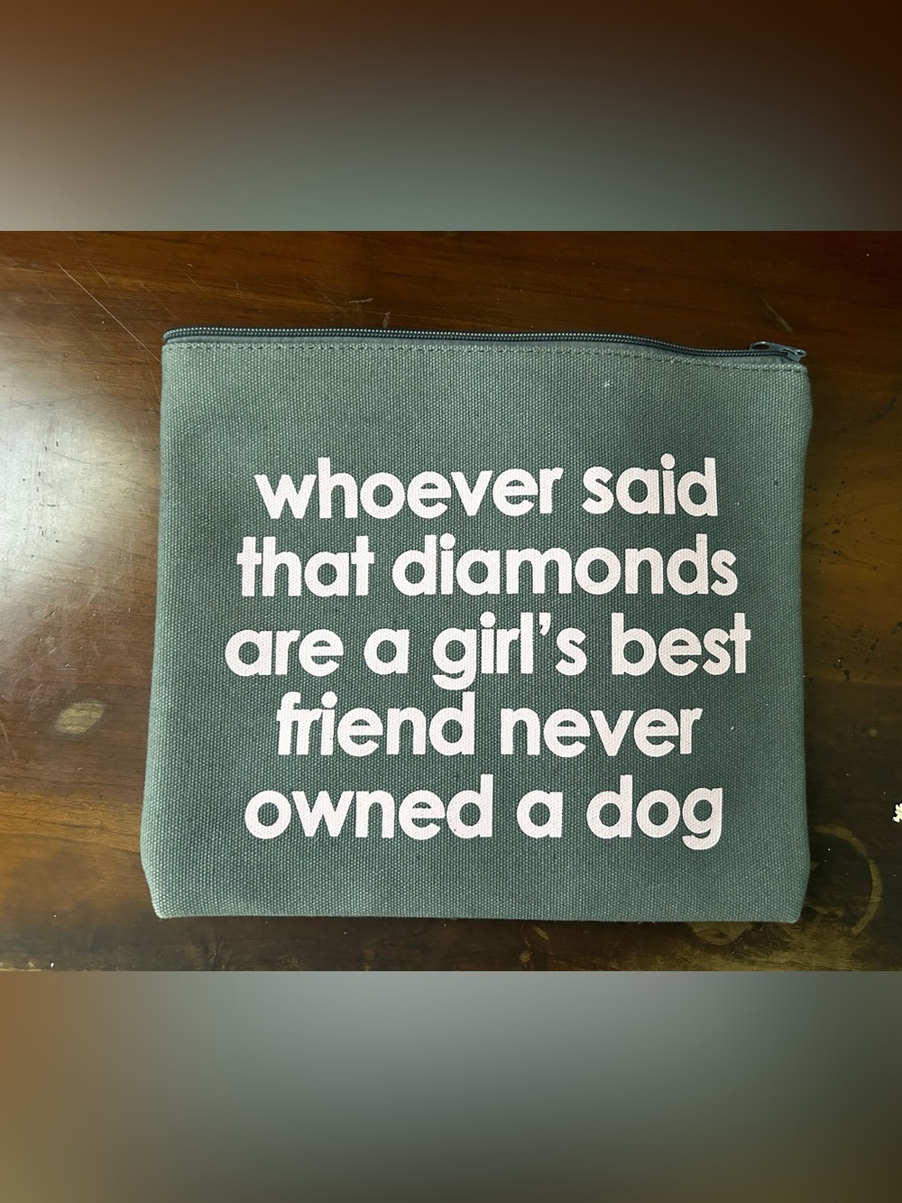 Funny Dog Lover Canvas Zip Pouch Makeup Cosmetic Bag Gray